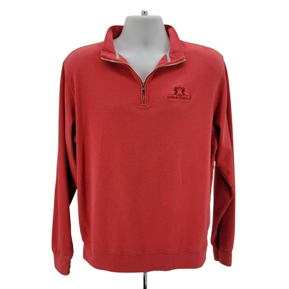 Peter Millar Monarch Beach logo quarter zip Salmon color  EUC  No flaws/fading - Picture 2 of 7
